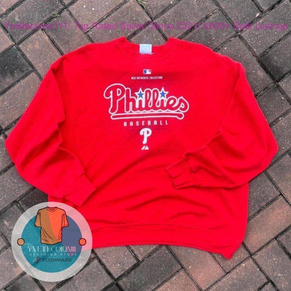 Philadelphia Phillies Red Spellout Big Logo Retro Sweatshirt